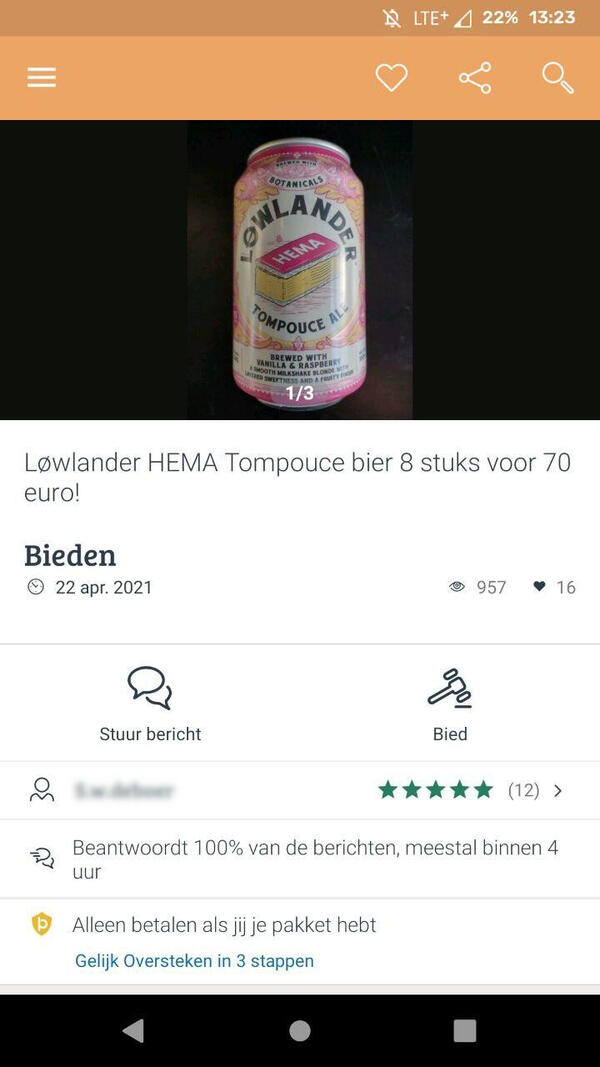 Het bier in de Hema webshop.